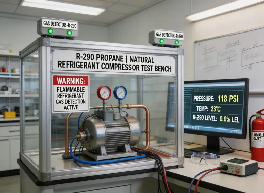Embraco low-GWP refrigerant compressor testing